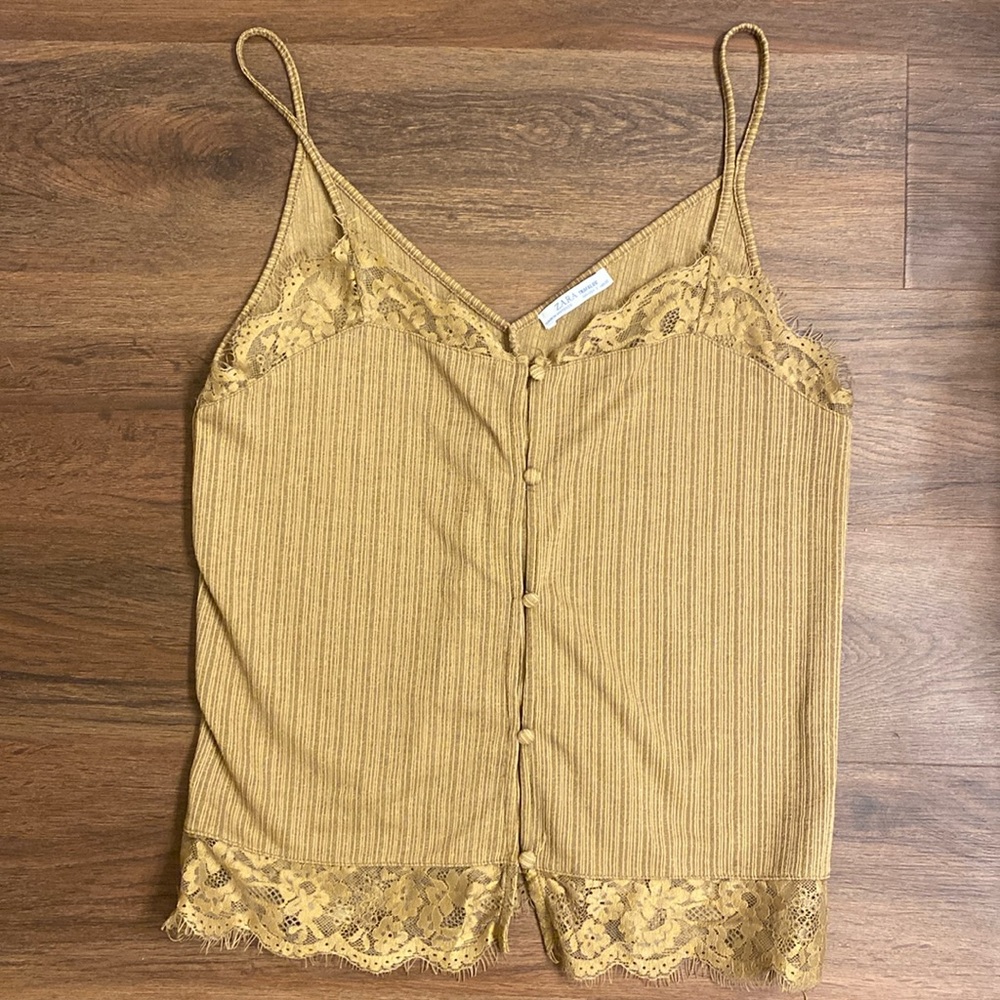 Zara Button Down Lace Tank Top